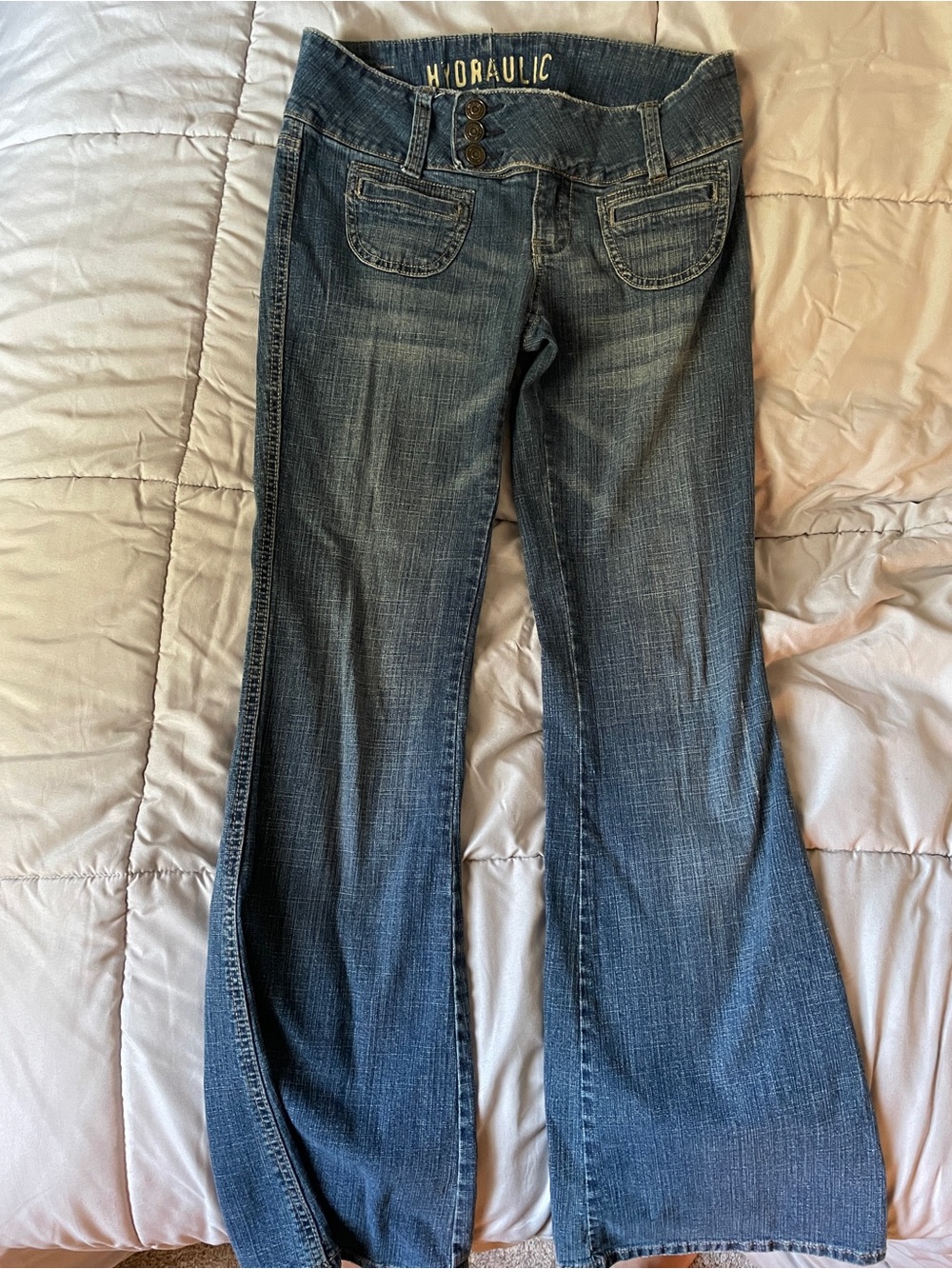 Hydraulic Women's Medium/Dark Blue Flared Jeans Bell Bottoms Stretch Waist